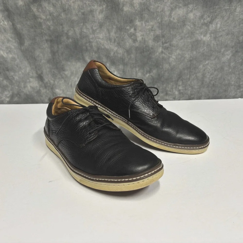 Johnston & Murphy McGuffey Black Leather 9M  Derby Hybrid Plain Toe